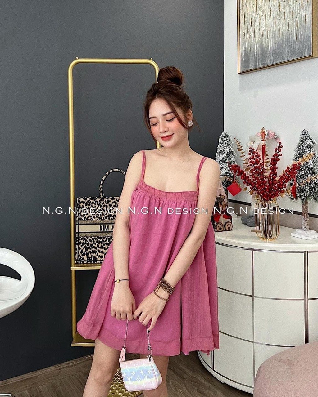 váy 2 dây nữ - chất đũi xinh xắn T50