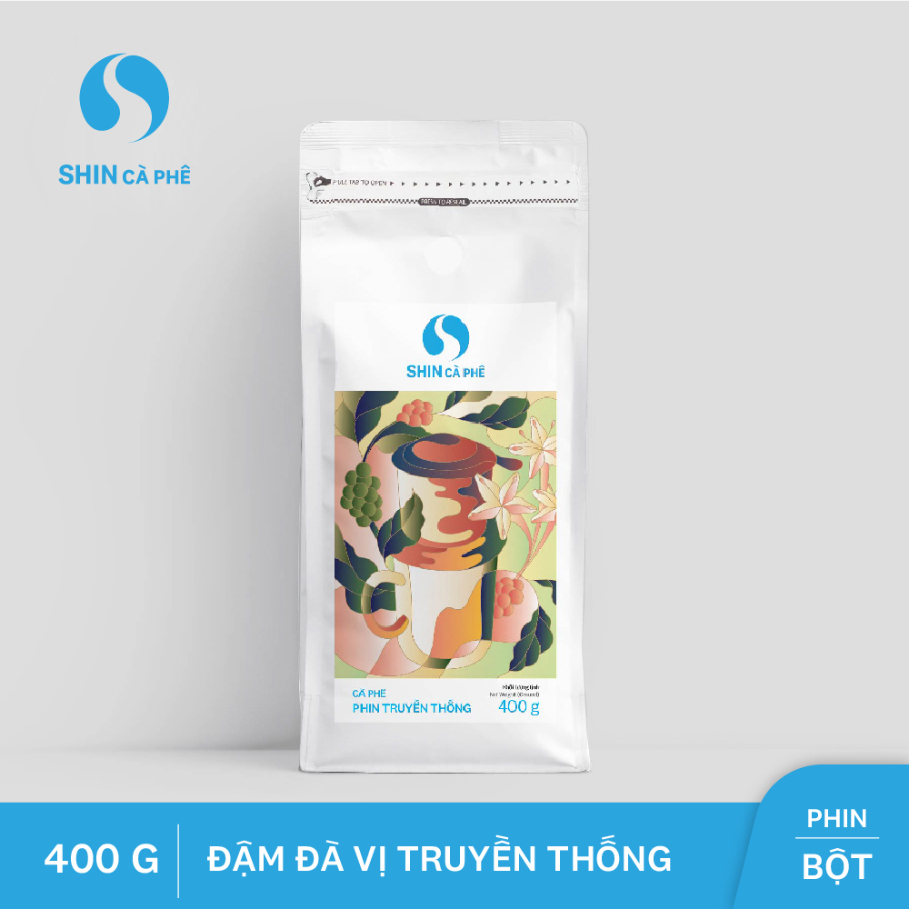 Cà phê phin truyền thống - SHIN Cà Phê - Cà phê pha phin - Gói 400g