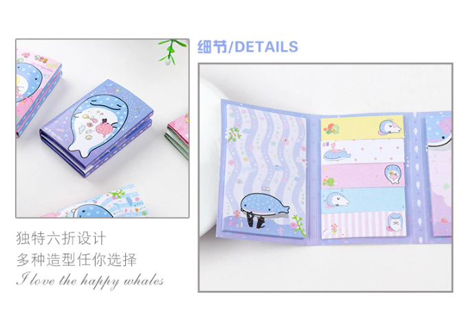 [HCM]Sổ Giấy Note Cute Little Whale (6 Xấp) - Mẫu 3