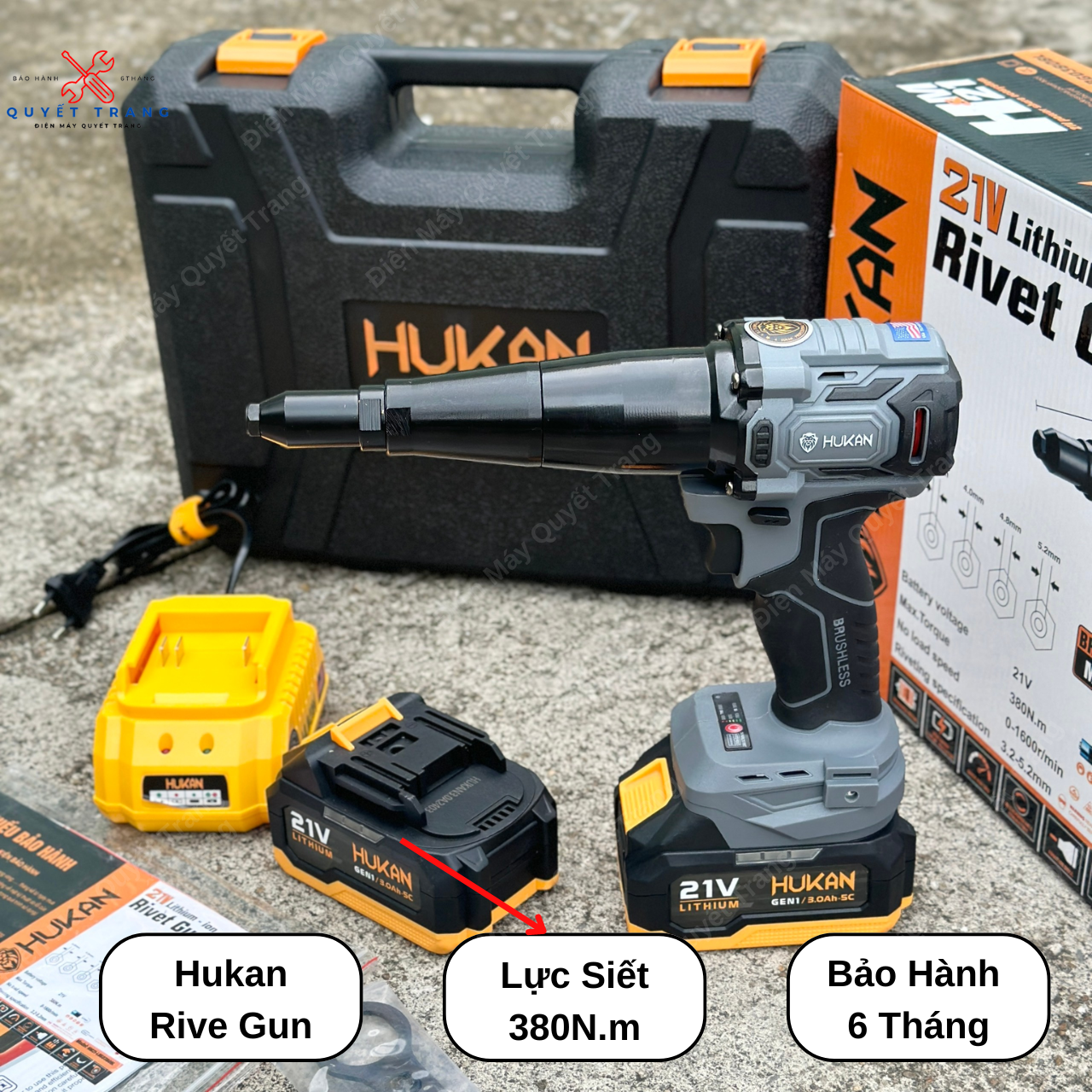 Máy Rút Đinh Tán, Rút Rive Hukan HM21 - LRG0380BL [Chưa Kèm Pin Sạc] Chân Pin Phổ Thông M21