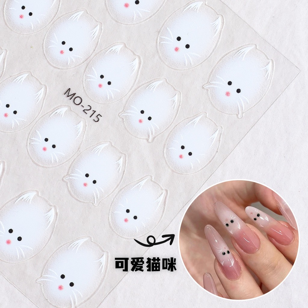 Sticker lụa mẫu mèo dán móng siêu xinh chuyên dùng làm nail