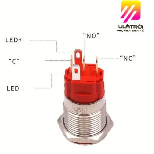 Nút nhấn nguồn 12mm , nút nhấn giữ có đèn LED 5 - 24VDC