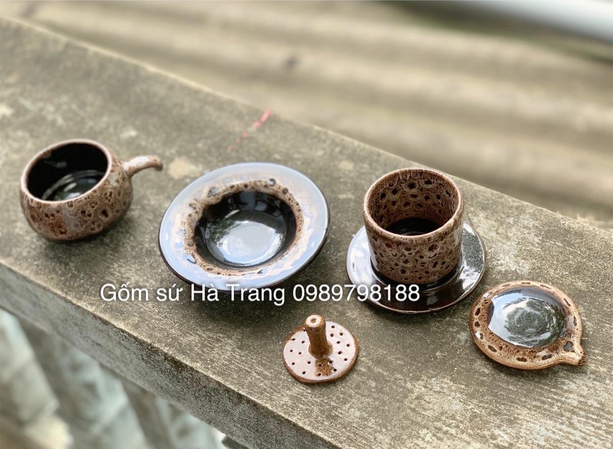 Phin pha cafe gốm sứ Bát Tràng men hoả biến