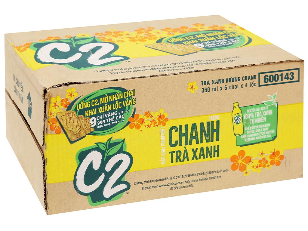 Thùng Trà Xanh C2 Hương Chanh Chai 360ml x 24 chai