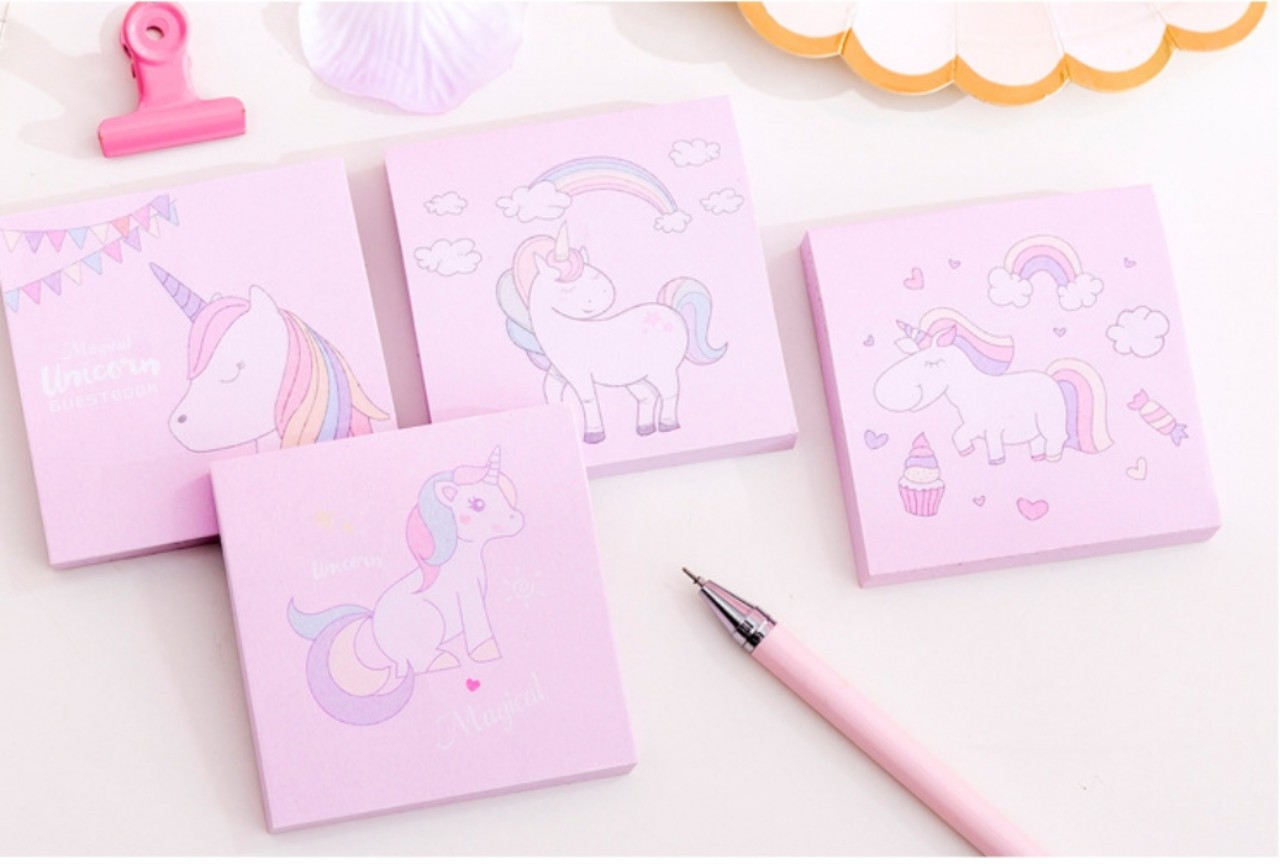 Giấy note hình kỳ lân hồng dễ thương