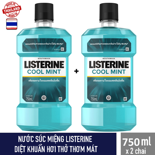 2 CHAI NƯỚC SÚC MIỆNG LISTERINE - THÁI LAN - 750ml chai