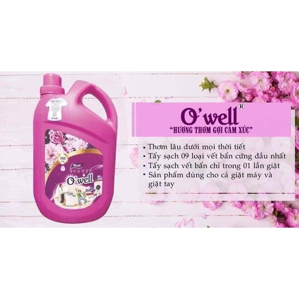Thùng 4 chai nước giặt Owell mỗi chai 3.5 lít cực thơm.