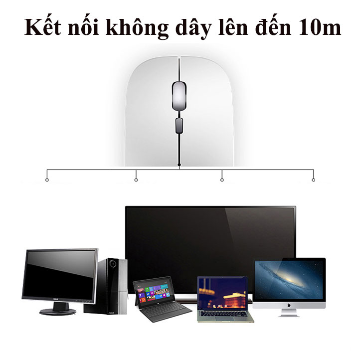 Chuột không dây (GIẢM GIÁ CỰC SỐC) sạc pin siêu mỏng 2.4GHz HXSJ M01 không gây tiếng ồn sạc 1 lần dùng 1 tuần cho Laptop macbook PC Tivi - Hàng Chính Hãng