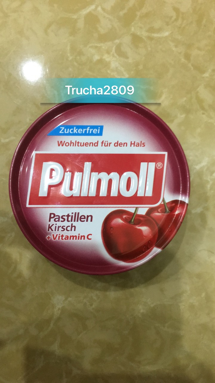 Kẹo ngậm ho không đường vị cherry Zuckerfrei Pulmoll vi ngau nhien