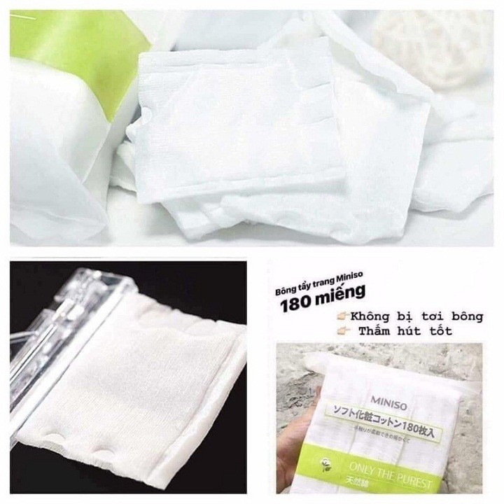 Bông Tẩy Trang Miniso 180 Miếng Nhật Bản