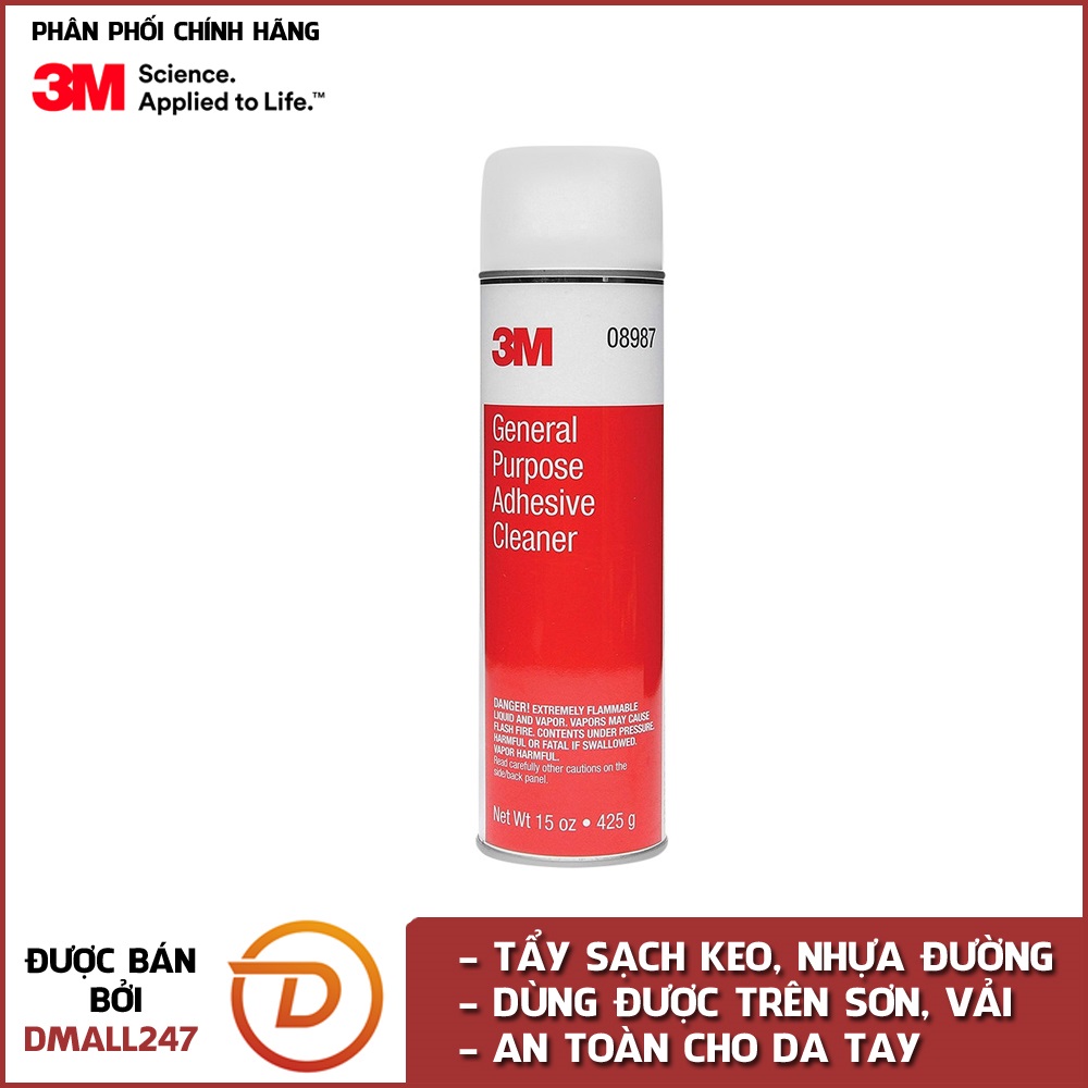 Dung dịch tẩy keo, dầu mỡ đa năng, tẩy nhựa đường chuyên dụng 3M 08987 - Dmall247 - tẩy băng keo, tẩy băng dính, bình xịt tẩy keo, tẩy keo decal, xe máy, ô tô