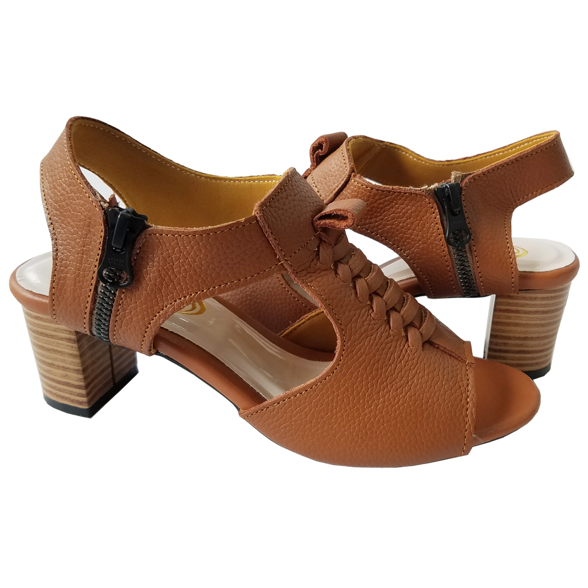 Giày sandal cao gót nữ da bò BIGGBEN gót 5 phân GCGB55