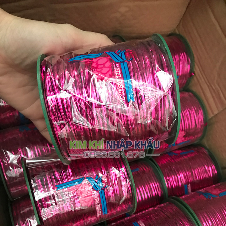 Cuộn dây kim tuyến buộc lan màu hồng dài 300 m