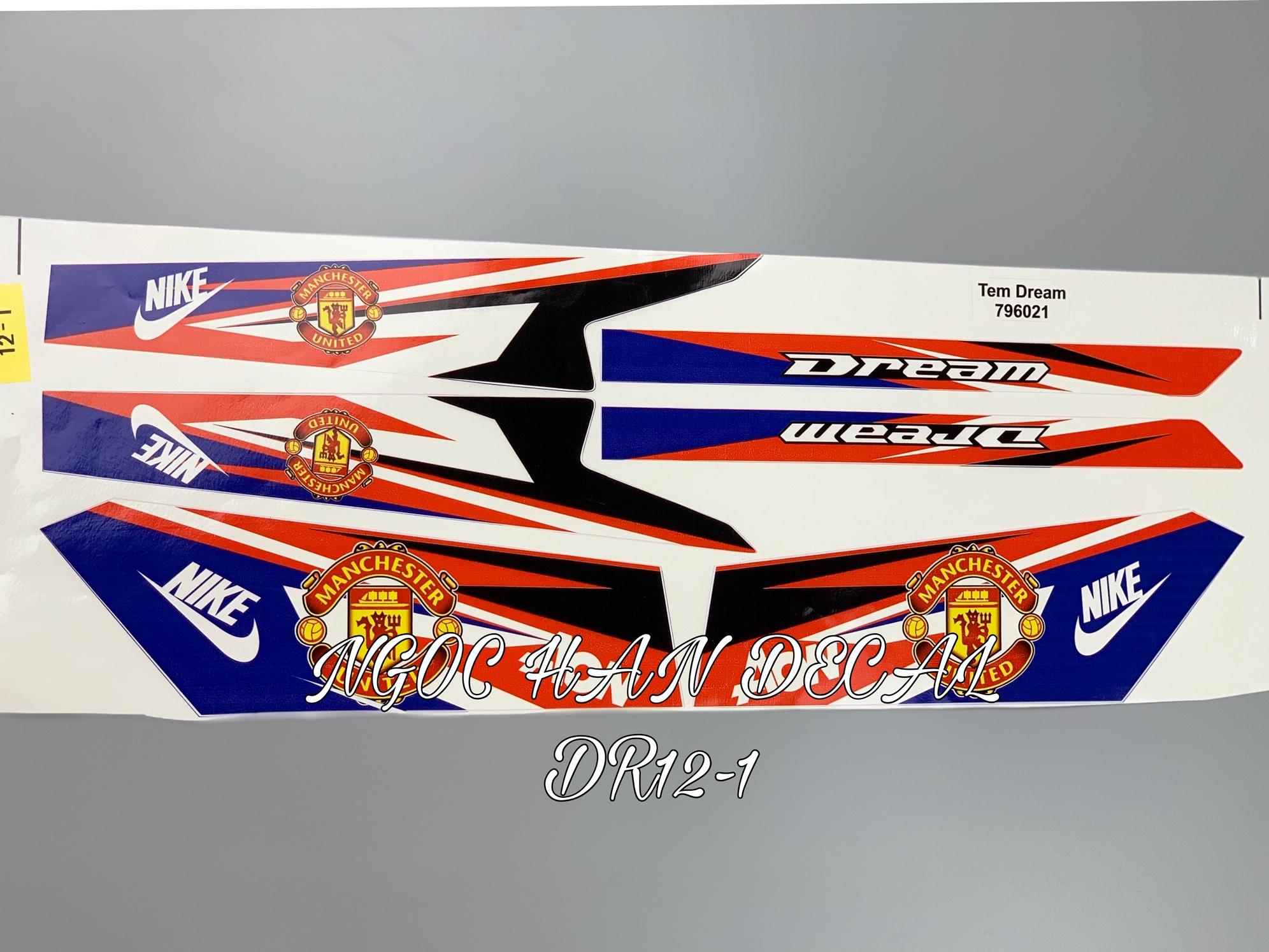 Tem chế nguyên bộ MU màu xanh dương cho Dream -- NGỌC HÂN DECAL