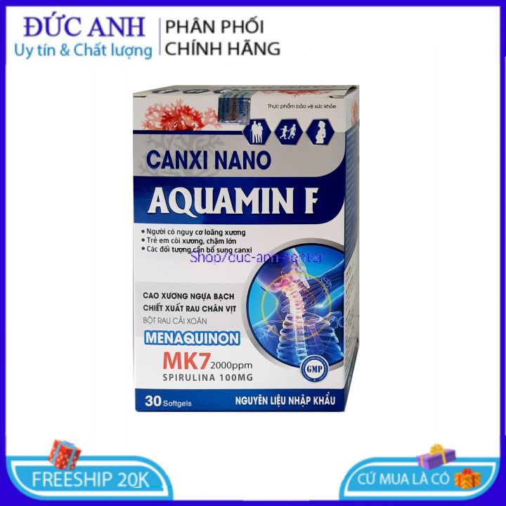 Viên uống canxi nano aquamin F cho người loãng xương , trẻ em còi xương, chậm lớn , giúp bổ sung canxi – hộp 30 viên