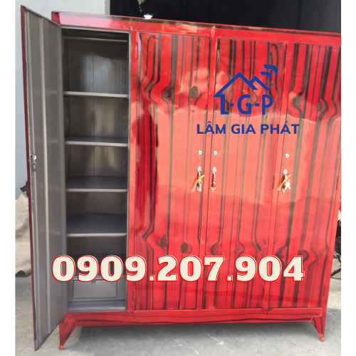 TỦ SẮT ĐỰNG ÁO QUẦN CHẤT LIỆU SƠN DẦU 4 CÁNH