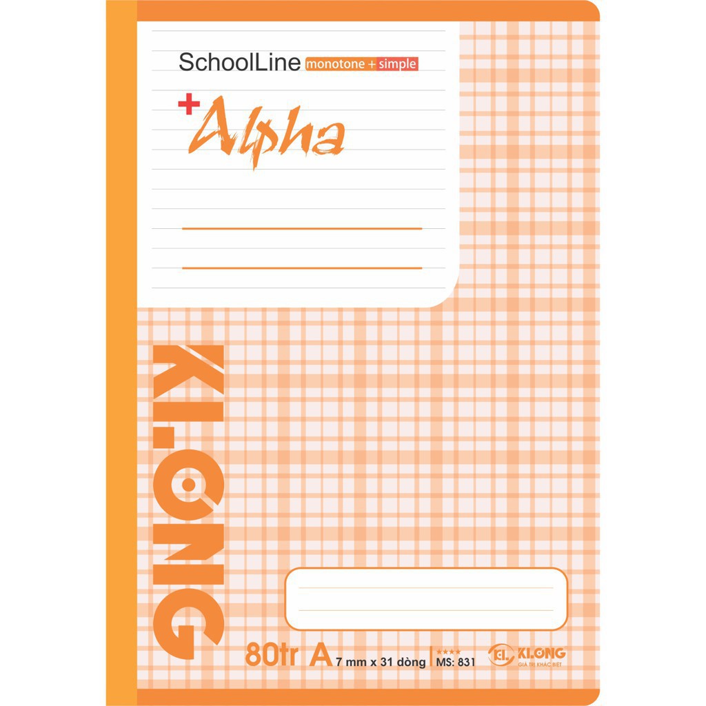 Vở kẻ ngang Alpha KLong - 80 trang; MS 831 - khách sỉ ib