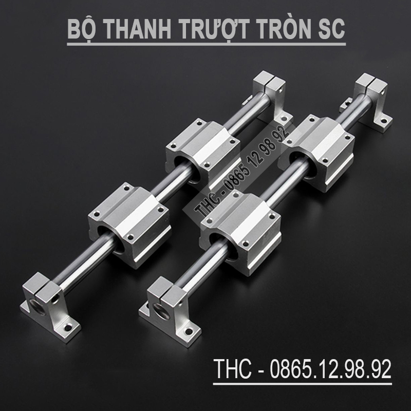 Bộ thanh trục trượt tròn phi 16mm (2 thanh SC16 dài 1 mét + 4 bi trượt SCS16UU + 4 gối đỡ SK16)