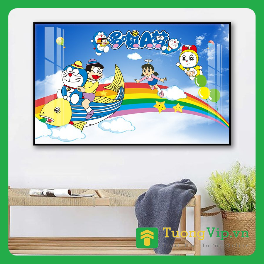 Tranh Laminate Tráng Gương - Tranh Treo Phòng Bé Doraemon