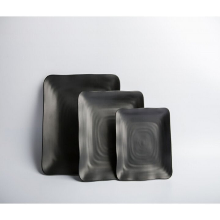 Dĩa vuông nhựa Melamine đen nhám nhiều Size