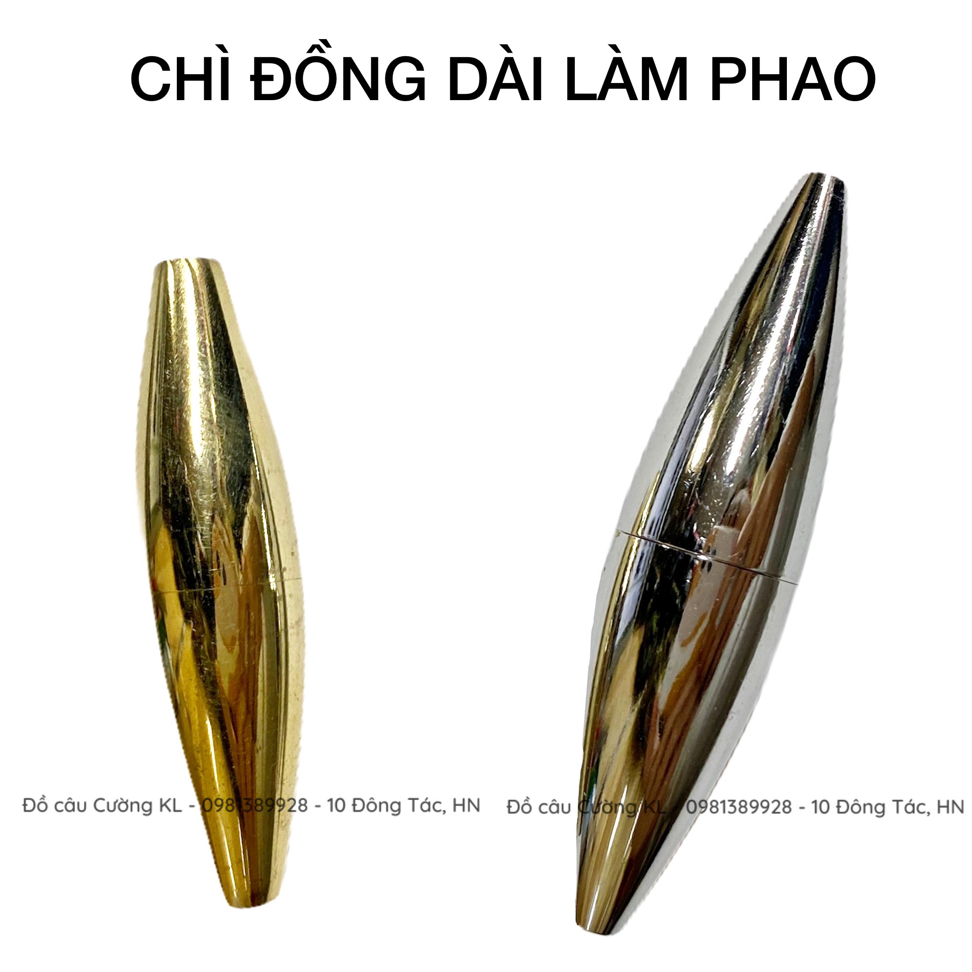 Chì đồng làm phao câu cá dáng dài các cỡ