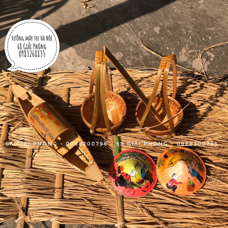 Quang gánh tre mini, đồ trang trí, decor