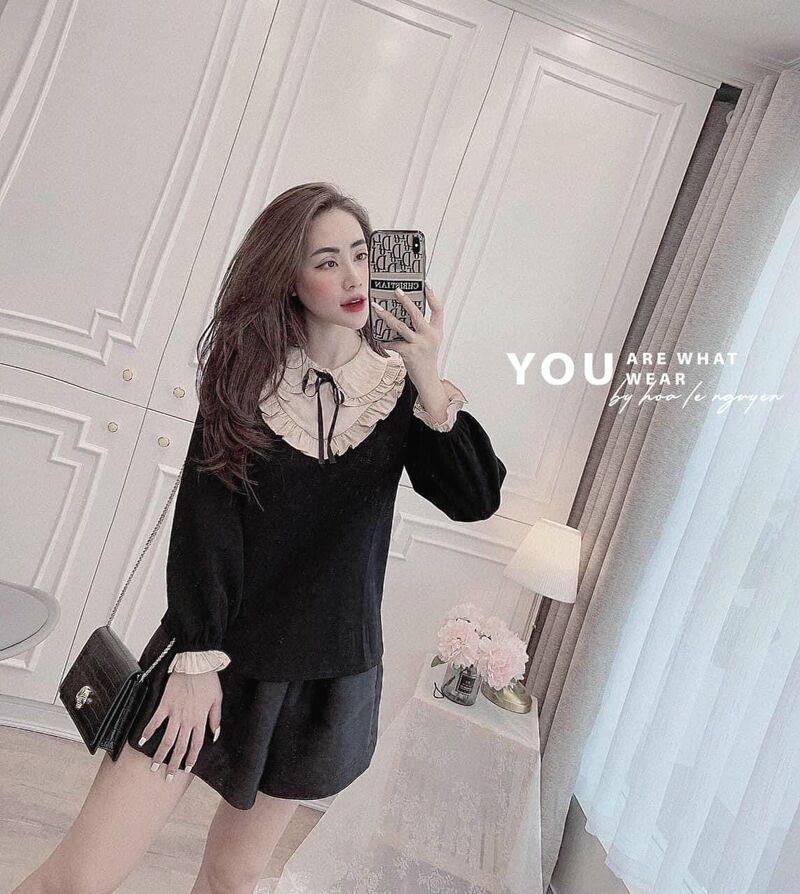 Áo sơ mi cổ sen bèo nơ hàng bao đẹp