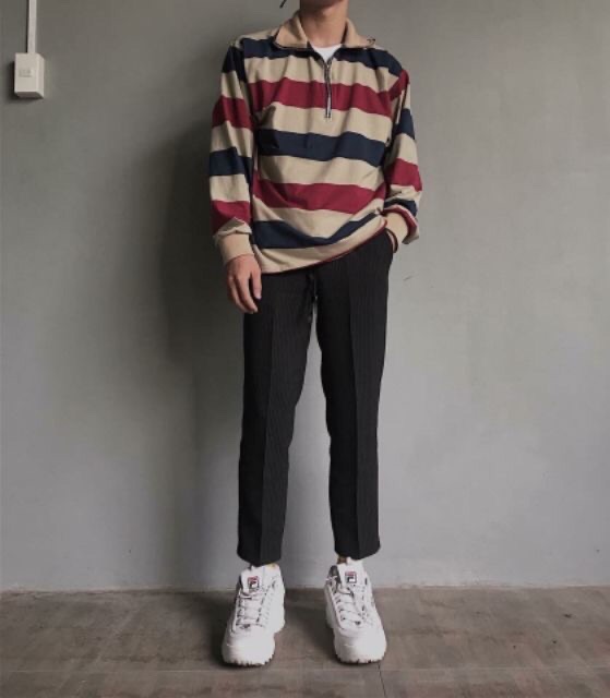 Áo Thái Oversize Cổ Polo Khoá Kéo Nam Nữ