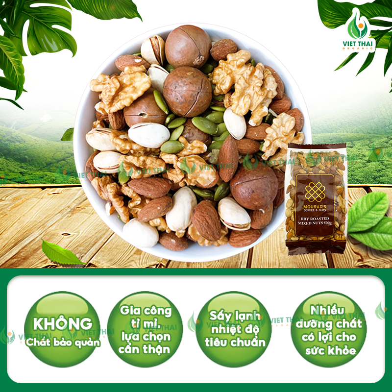【CAO CẤP】Hỗn Hợp Hạt Mix Mourads Úc 500g (Hạnh nhân óc chó macca hạt bí hạt dẻ cười...)