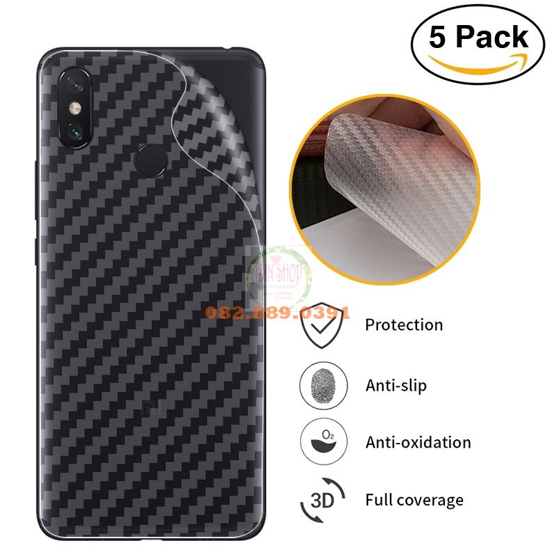 [HCM]Miếng dán mặt lưng skin carbon dành cho Xiaomi Mi Max 3 đen trong