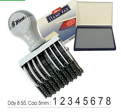 [HCM]Dấu số xoay tay chấm mực Shiny N-38 (8 Số Chữ cao: 5mm)