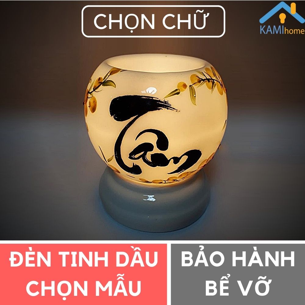 Đèn xông tinh dầu bằng điện chữ Thư pháp khử mùi thơm phòng và đuổi muỗi chất liệu gốm sứ Bảo hành giao hàng bể vỡ mã 25000