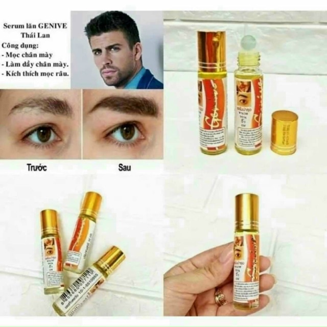 (giá sỉ) Lăn kích mọc râu, chân mày và mi Genive 10ml THÁI LAN.