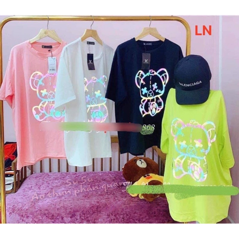 Áo thun tay lỡ phản quang 7 màu gấu mắt xx
