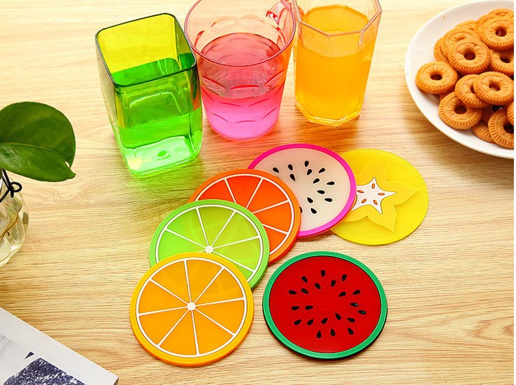 Combo 4 Miếng Lót Ly Chén Cốc Silicon Hình Trái Cây Độc Đáo