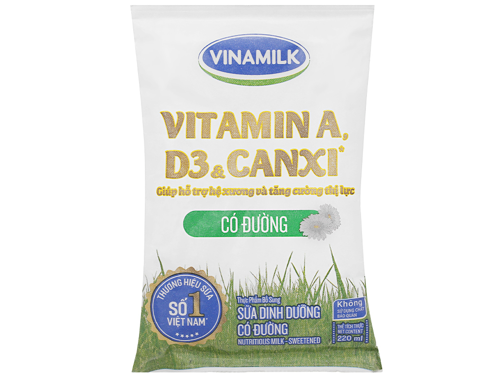 Sữa tiệt trùng Vinamilk bịch 220ml
