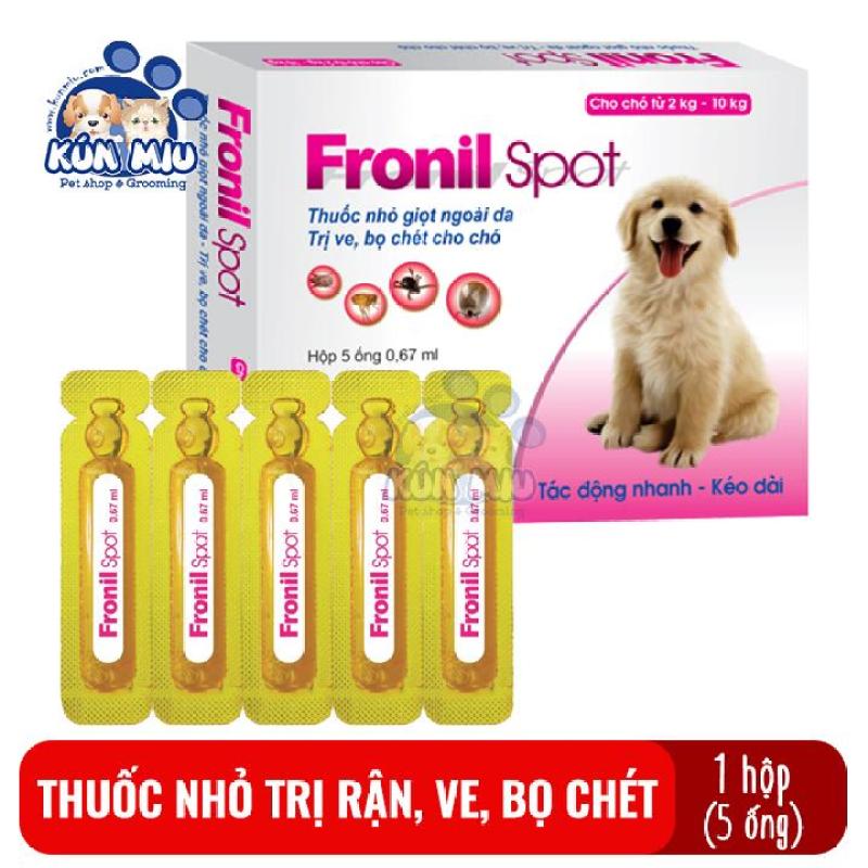 Hộp 5 ống Dung dịch nhỏ sống lưng phòng ngừa và diệt ve ghẻ, bọ chét chó Fronil spot