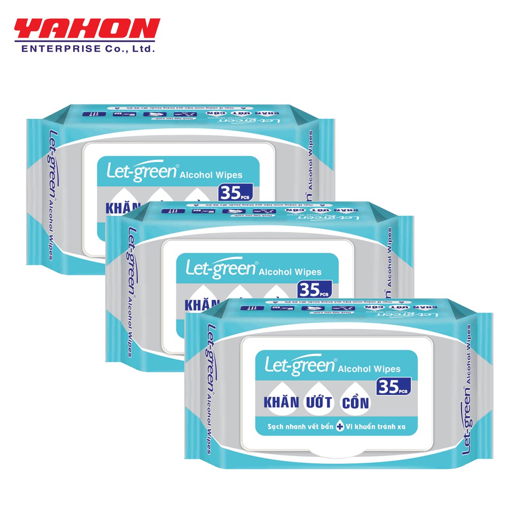 Combo 5 Bao Khăn Ướt Cồn Let-green 35 Miếng/Gói