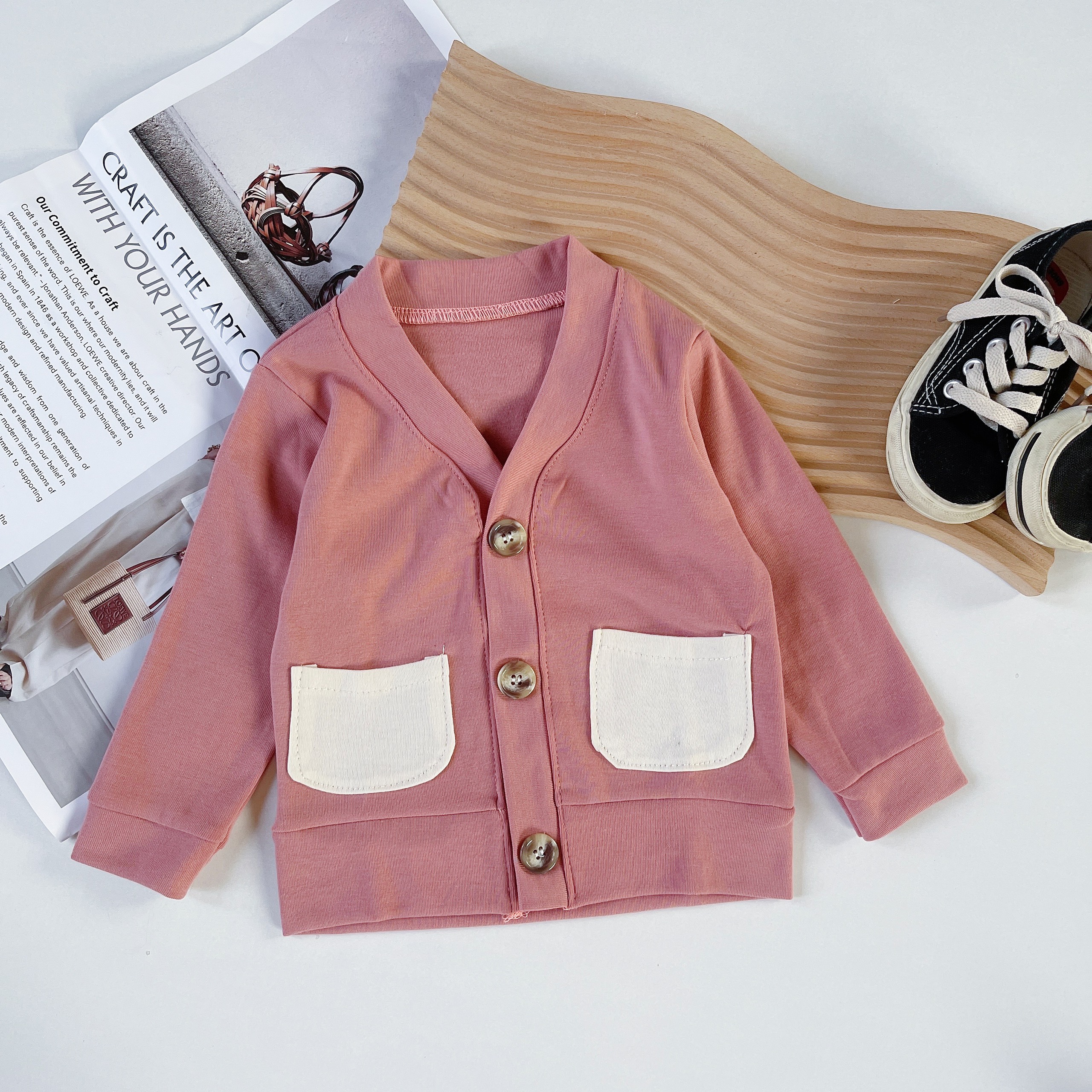 Áo Khoác Cadigan Cho Bé Trai Bé Gái Mặc Cực Xinh Chất Cotton Zip Hàn Cao Cấp