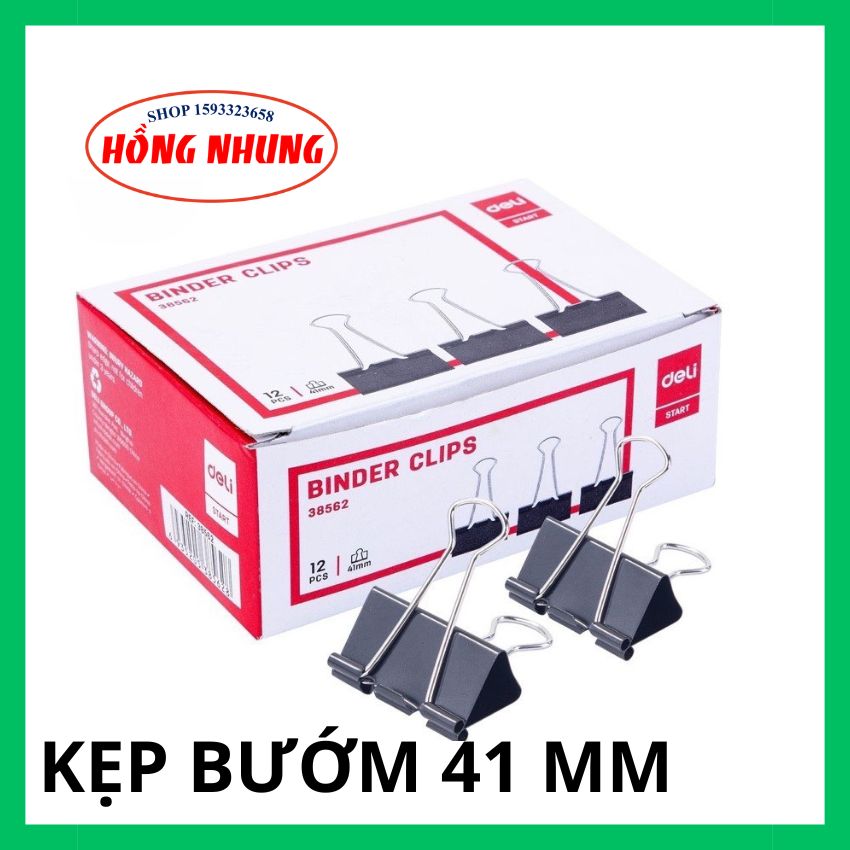 1 hộp kẹp bướm deli loại 32mm;41mm; 1 hộp =12 cái