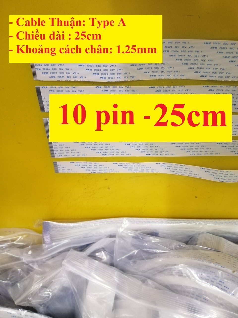 Cable FFC THUẬN (Type A) 1.25mm Dài 20-25cm