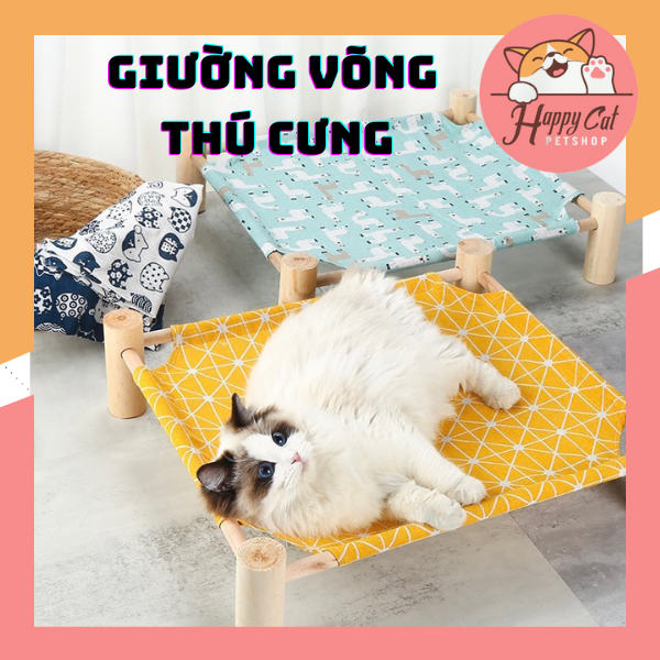 Giường Võng Gỗ cho thú cưng chó mèo