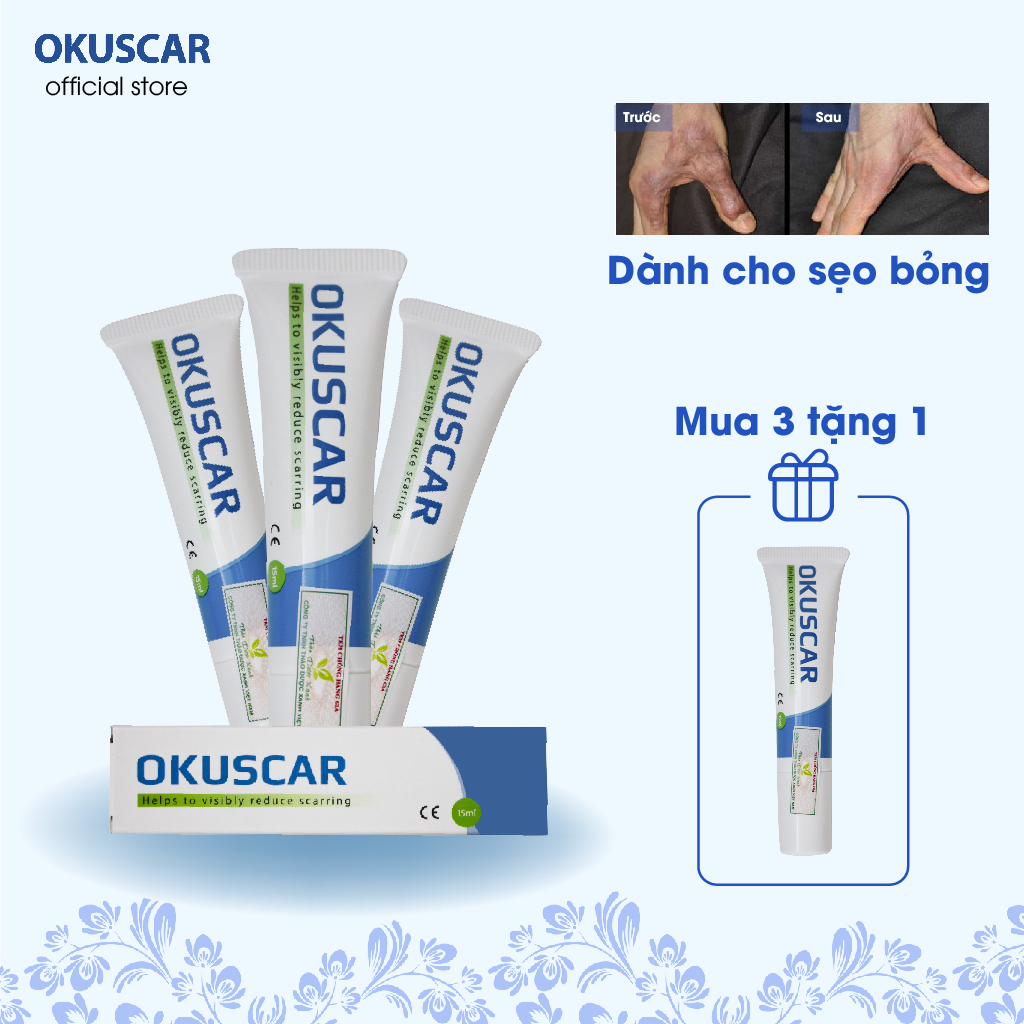 Mua 3 tặng 1SẸO BỎNG Kem bôi sẹo bỏng OKUSCAR, kem mờ sẹo bỏng, kem chống