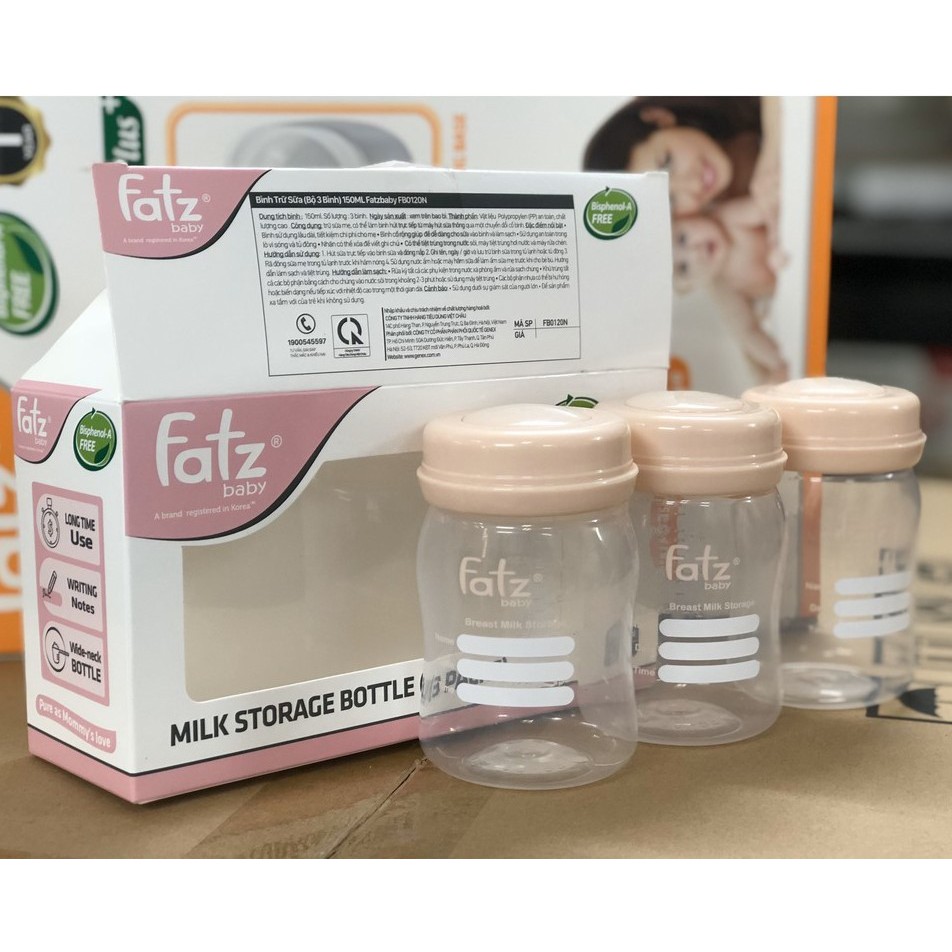 (FREESHIP ĐẾN 50k) 1 - 3 Bình trữ sữa CỔ RỘNG 150ml Fatz Fatzbaby FB0120N MGF