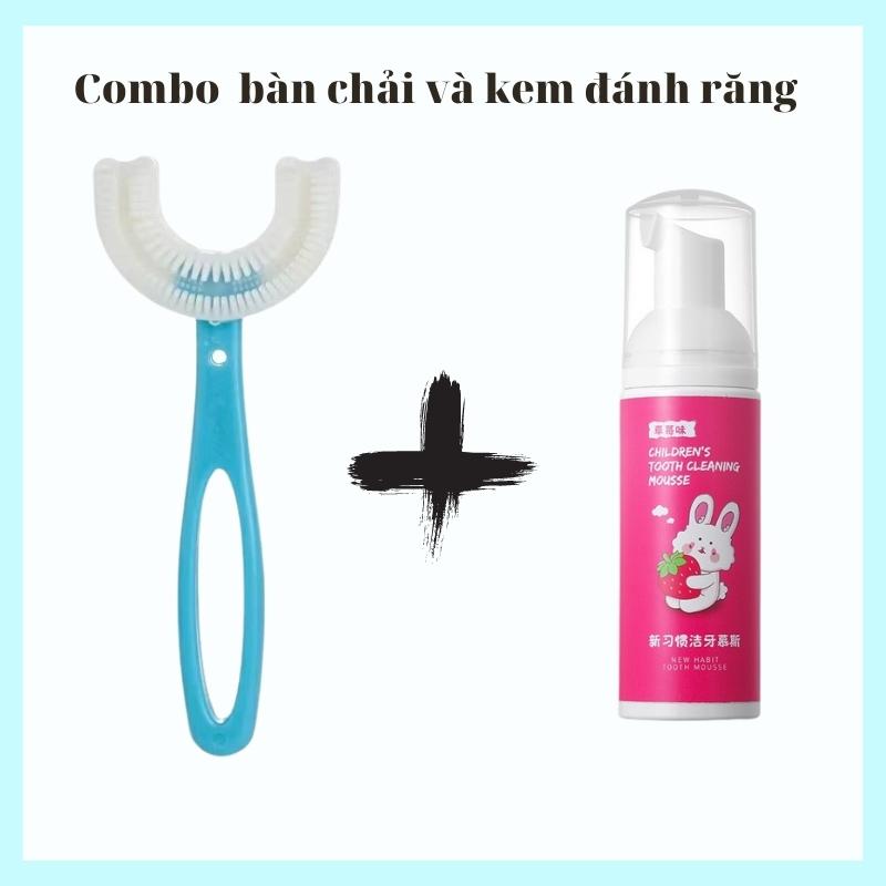 Bàn chải đánh răng cho bé bằng chữ U và kem đánh răng tạo bọt vị hoa quả có thể nuốt được dành cho bé 2 đến 12 tuổi siêu rẻ