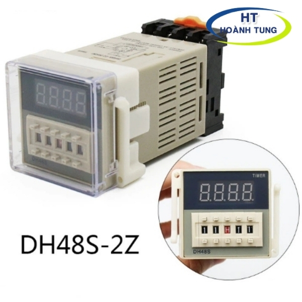 Timer điện tử DH48S-S delay time relay thời gian luân phiên 8 chân tròn điện áp 220VAC kèm chân đế PF083A
