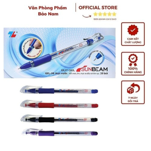 Bút nước thiên long gel-08 thiên long có mực xanh - mực đỏ - mực đen - mực tím