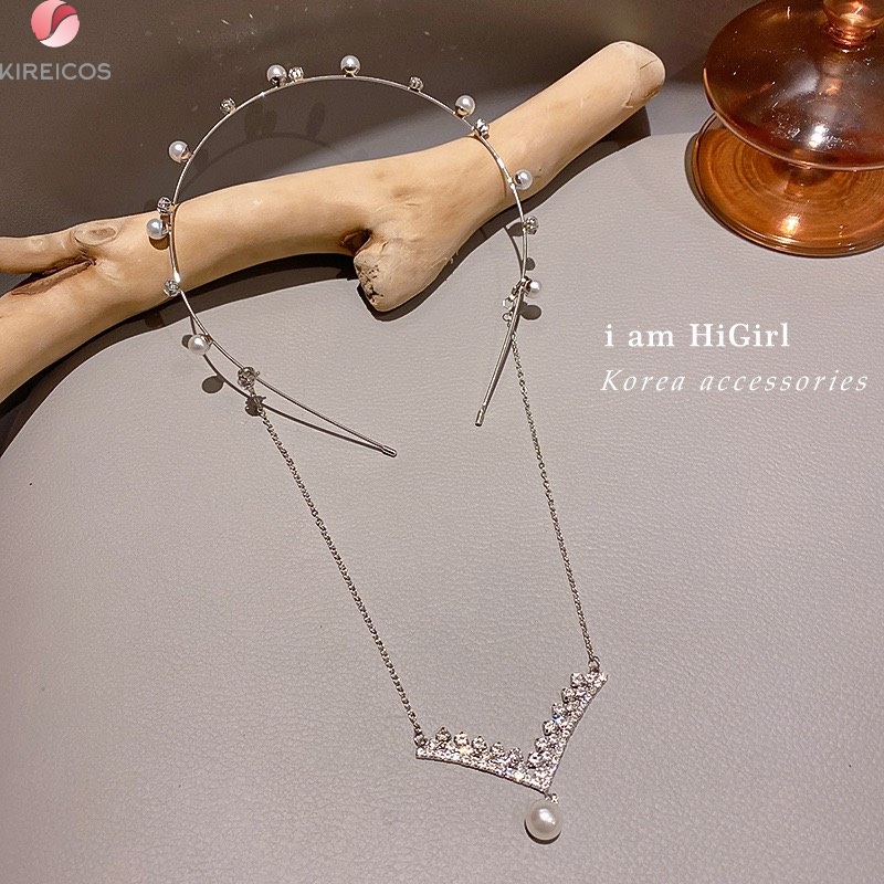 [HCM]Bơm cài tóc đính hạt có dây chuyền lung linh hot trend hàn quốc - kireicos