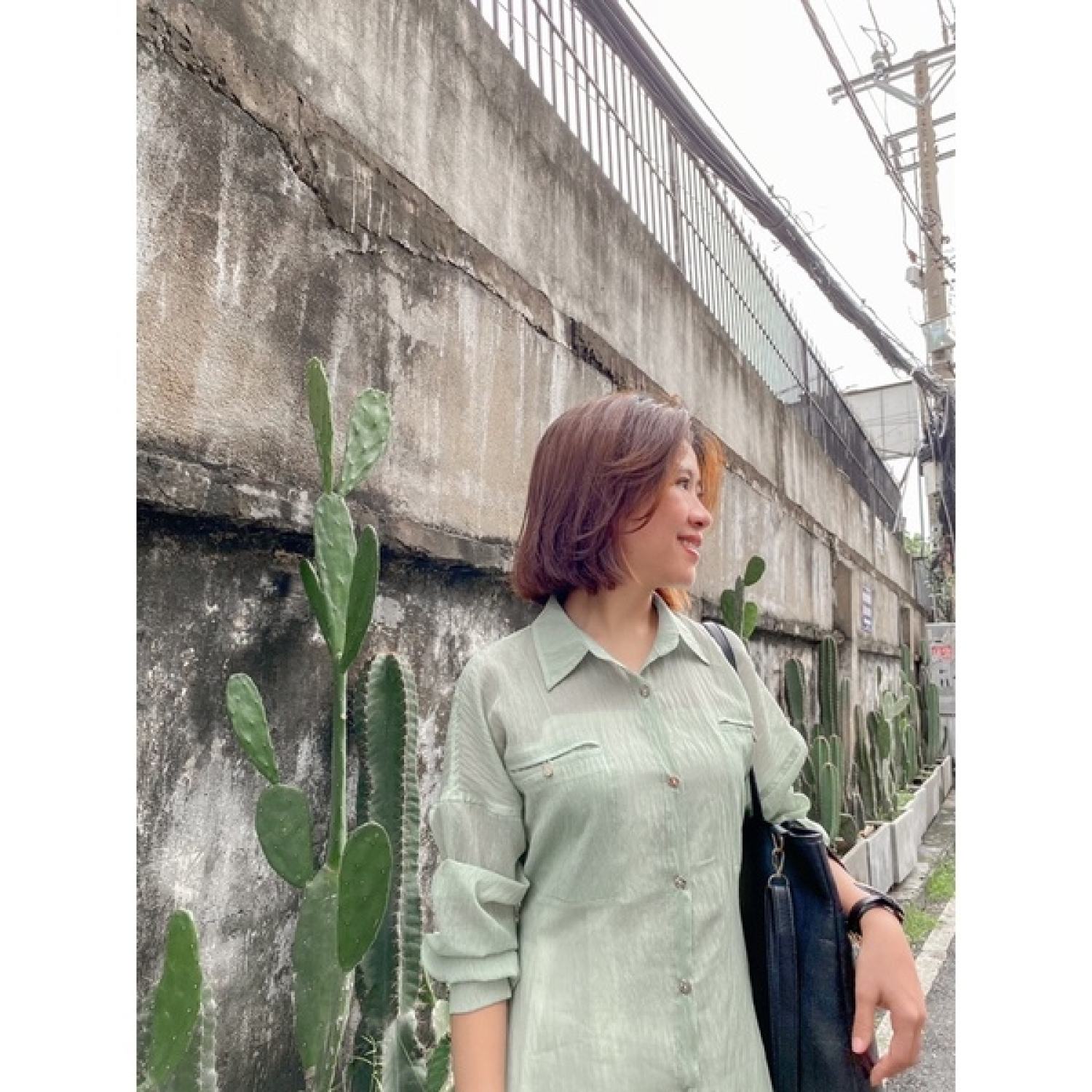 Đầm sơ mi tay dài tơ xước