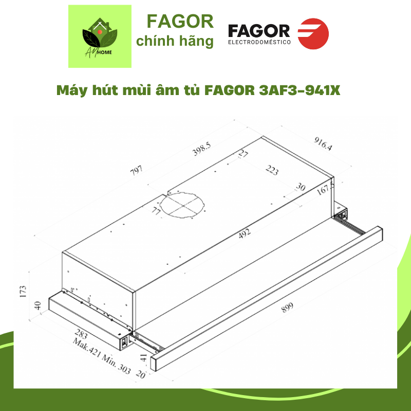 Máy hút mùi âm tủ FAGOR 3AF3-941X